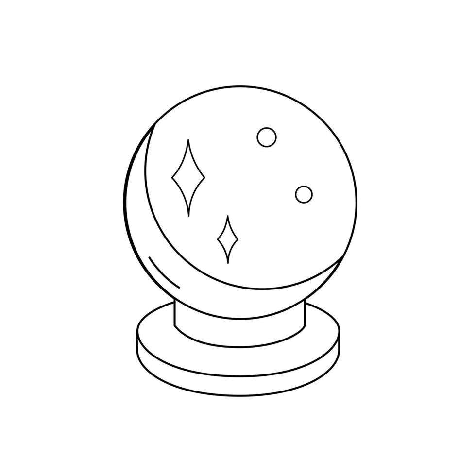 Contour black-and-white drawing of a magic ball. Vector illustration. Coloring page.