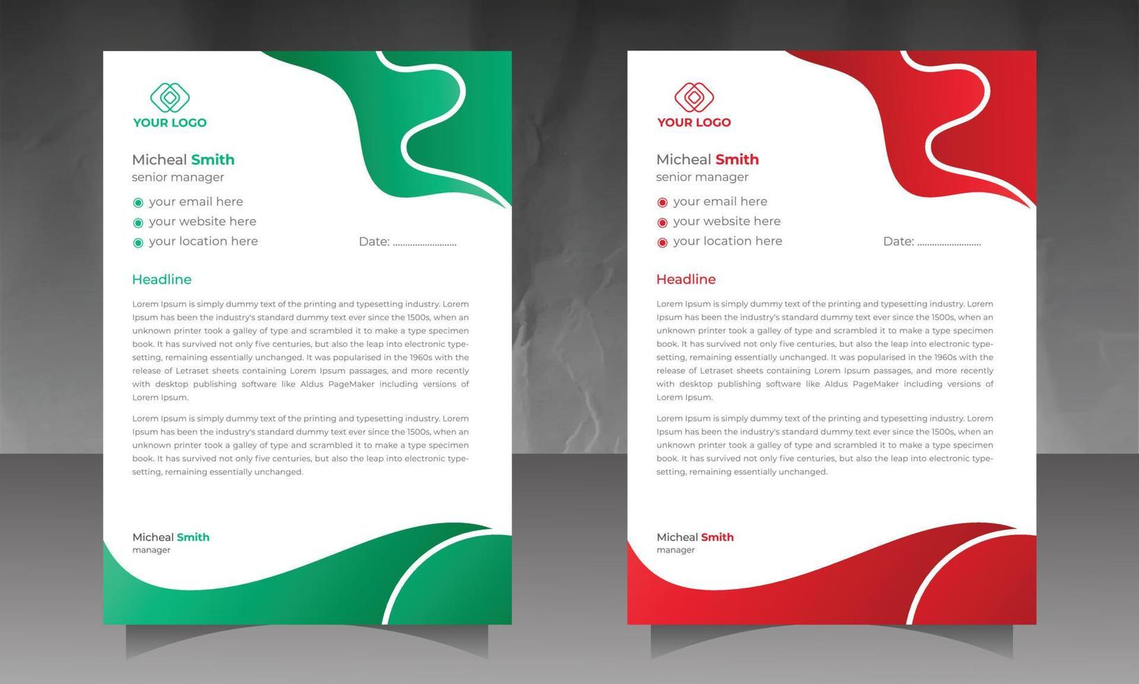 Modern and Professional business style letterhead design template in A4 size vector