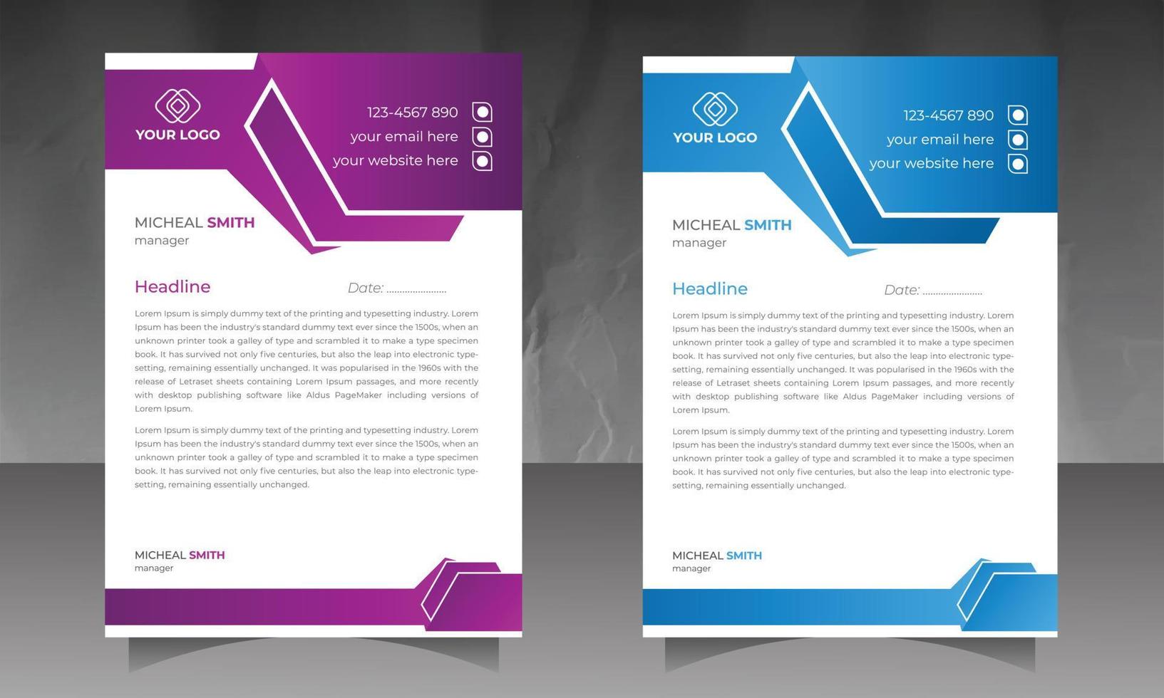 Modern and Professional business style letterhead design template in A4 size vector