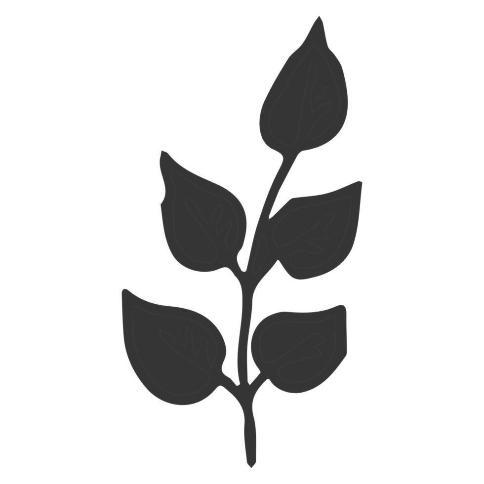 Floral plant, branch in doodle style isolated on white background. Elegant design decoration, element. . Vector illustration