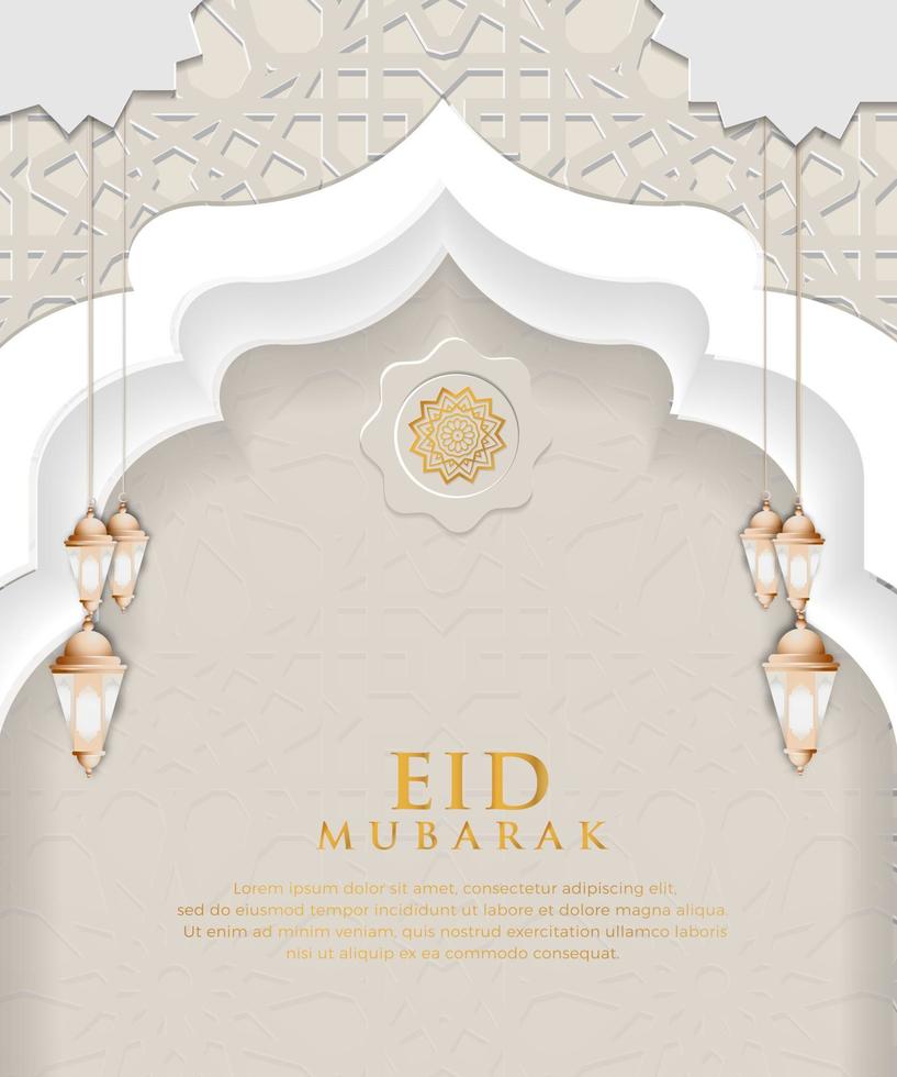 Ramadan mubarak background luxury ornamental with islamic pattern and lantern premium vector