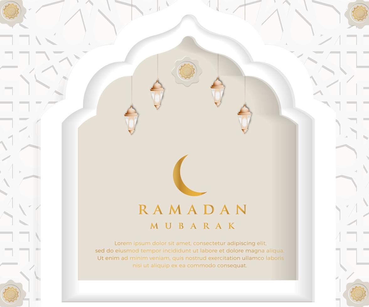 ramadan mubarak fondo ornamental de lujo con patrón islámico y linterna premium vector