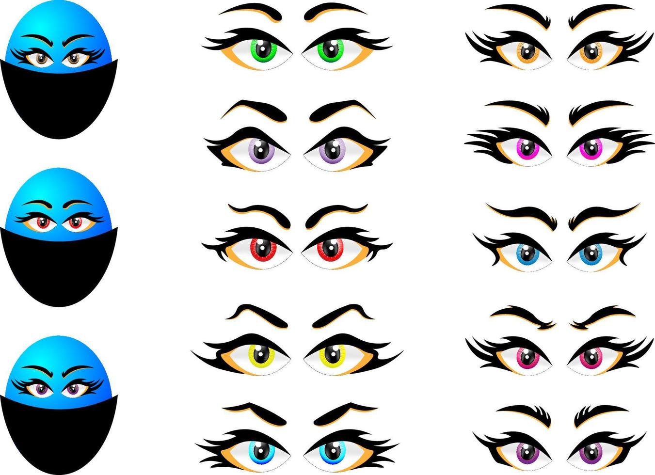 conjunto de diferentes colores de ojos realistas vector