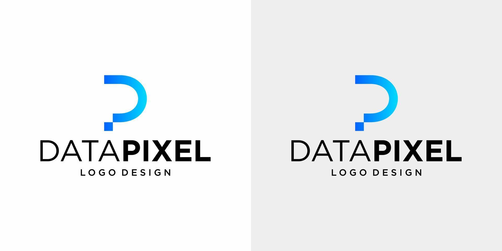 Letter D P technology logo design. vector