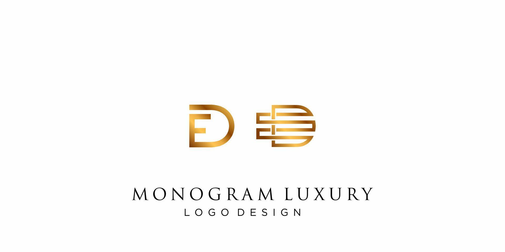 Letter D E monogram luxury logo design. vector