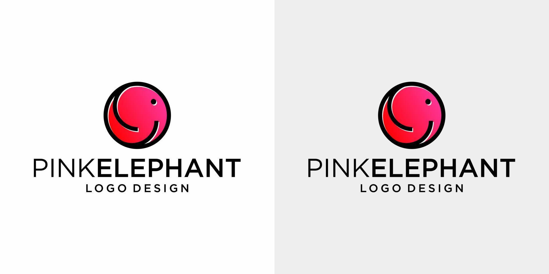 Elephant icon logo design on white and gray background. vector