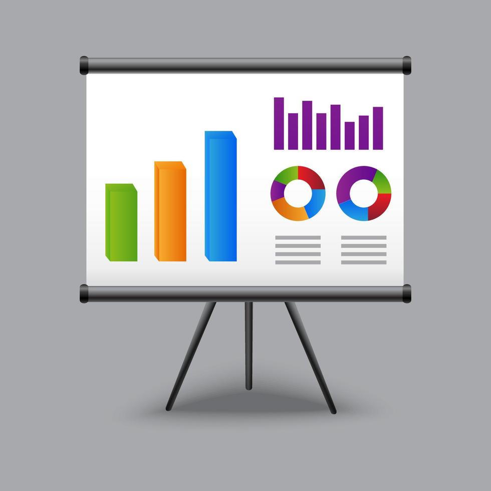 Projection screen presentation board vector. Presentation board vector with infographics chart design element.