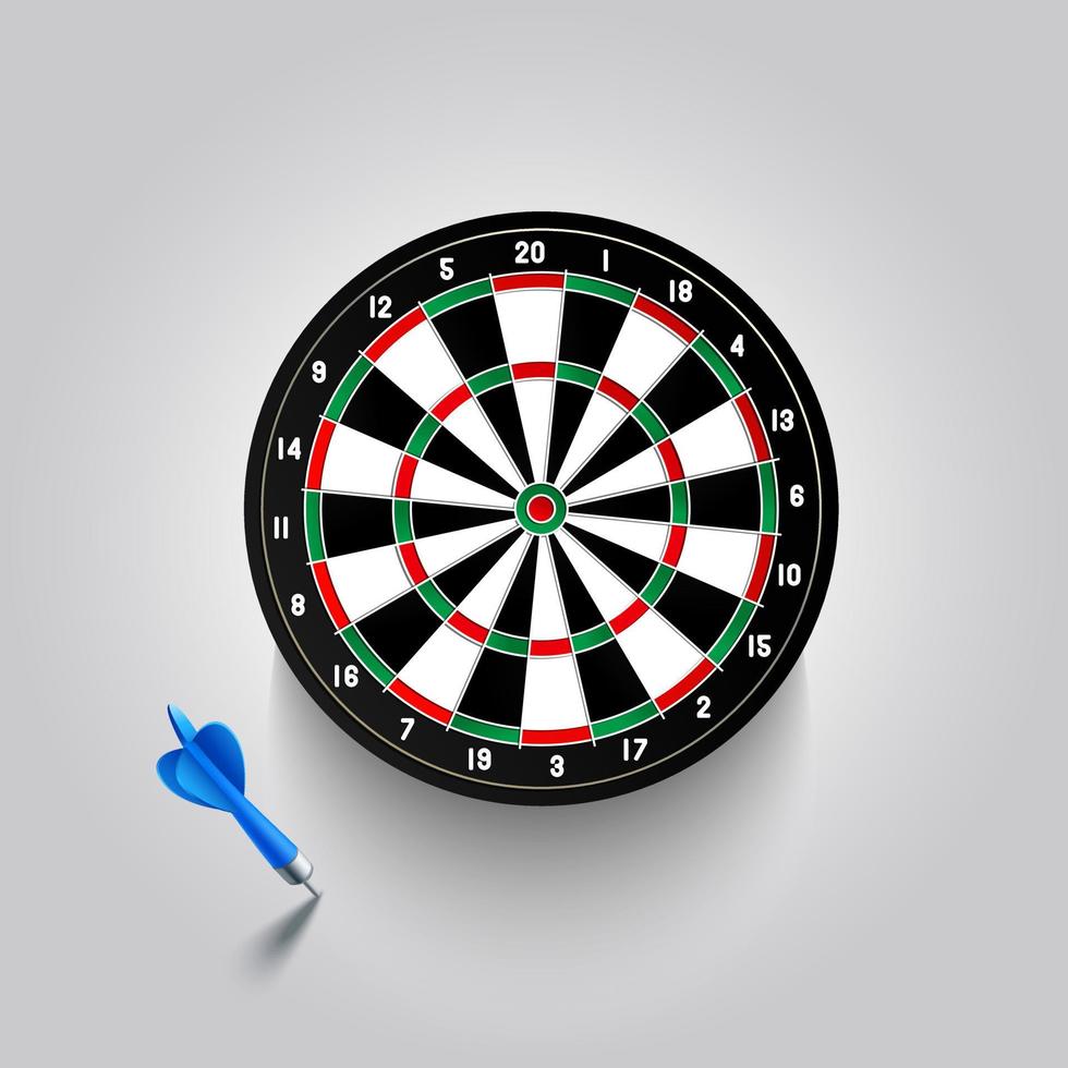 3D Dartboard vector illustration. Realistic dart design vector isolated on white background.