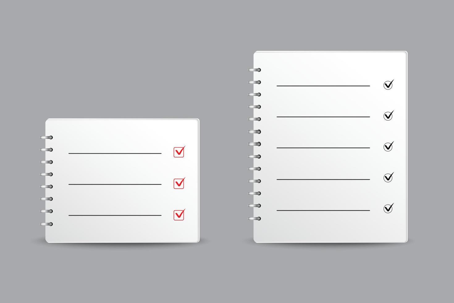 Collection of note book vector design. Elegant note book vector illustration. Notebook checklist vector with 3d style.