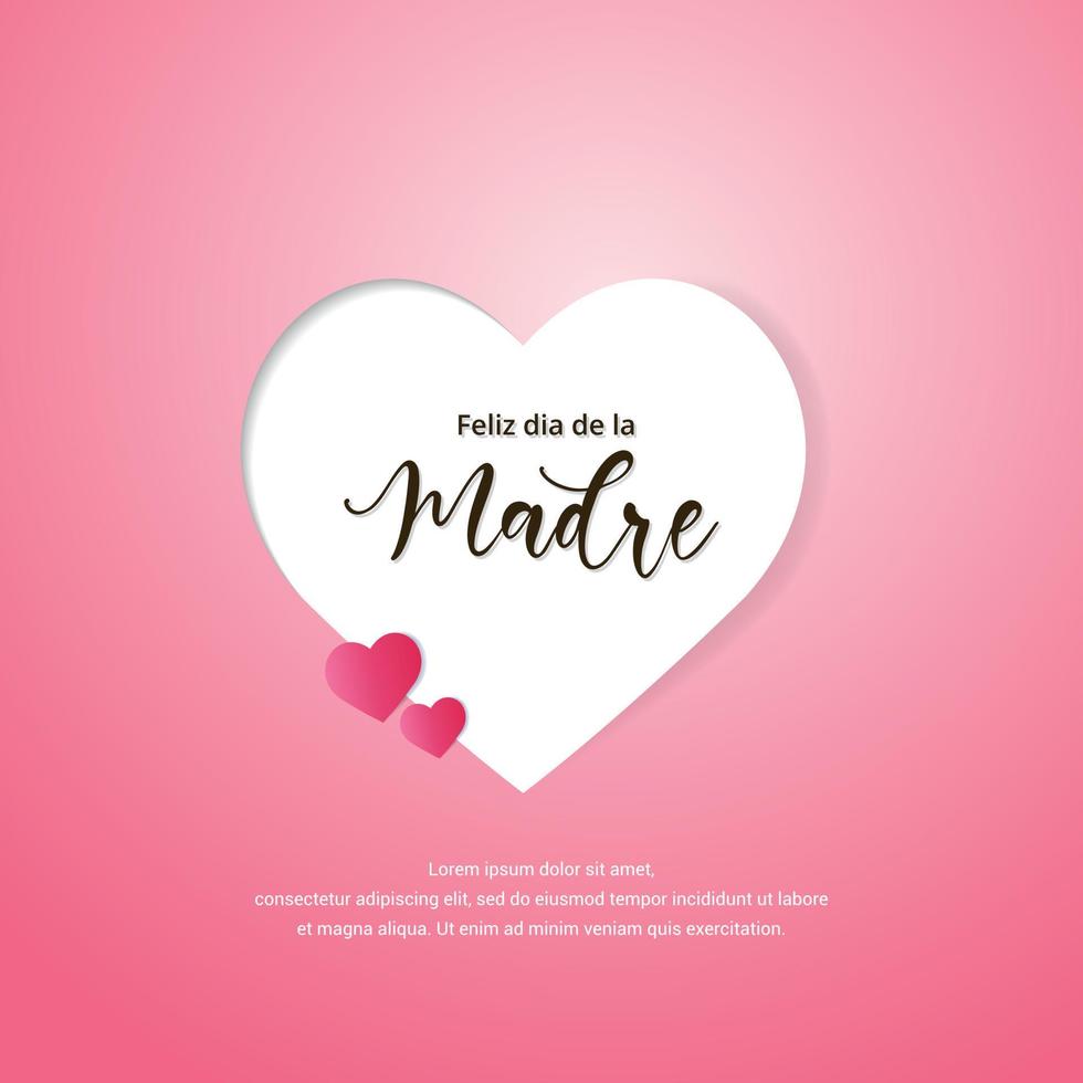 Celebration Mother's Day design vector isolated on pink background. Feliz dia de la madre background. Elegant Mother's Day background