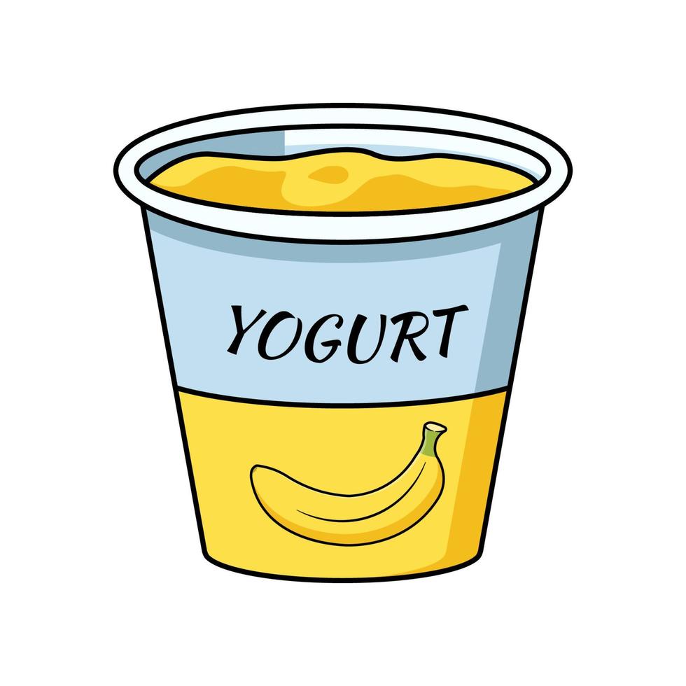 vector de yogur de plátano aislado sobre fondo blanco