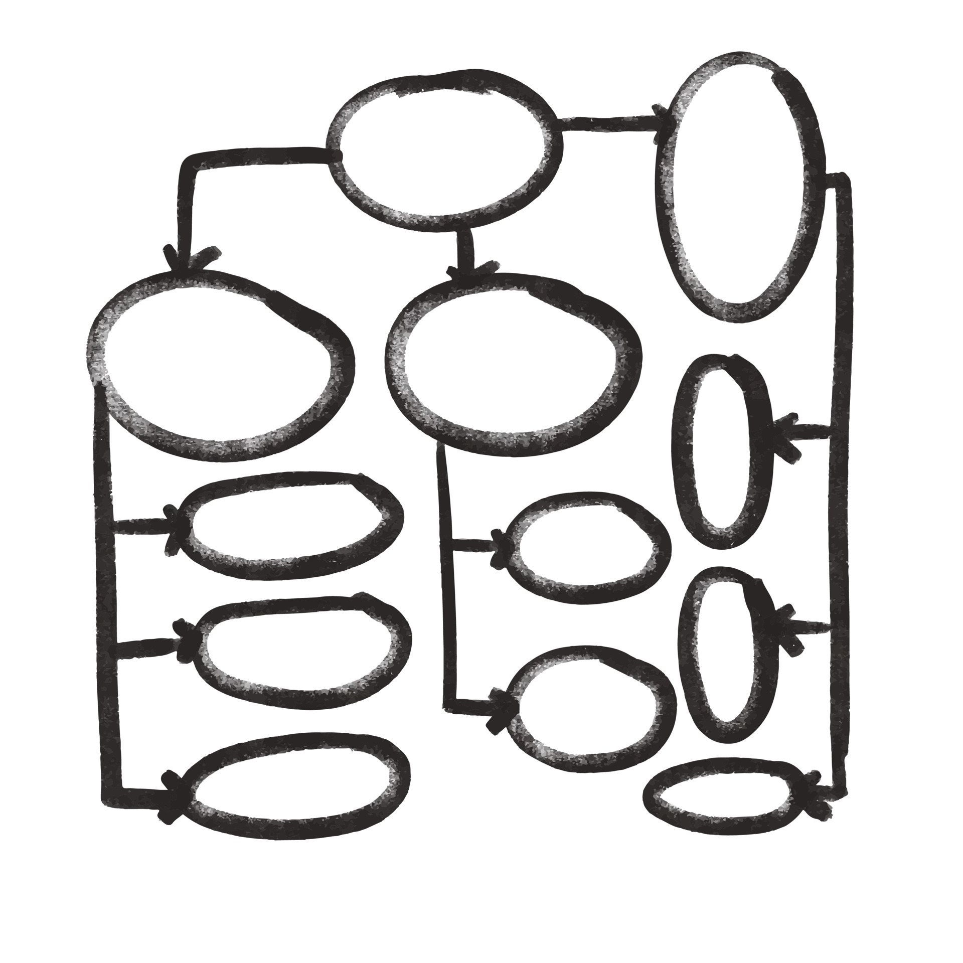 Hand drawn ink block scheme. Isolated on white background vector