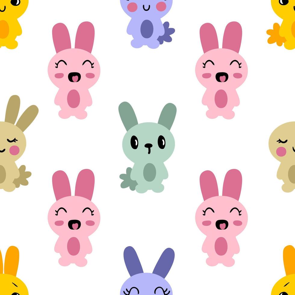 Hand drawn Easter bunnies seamless pattern. vector