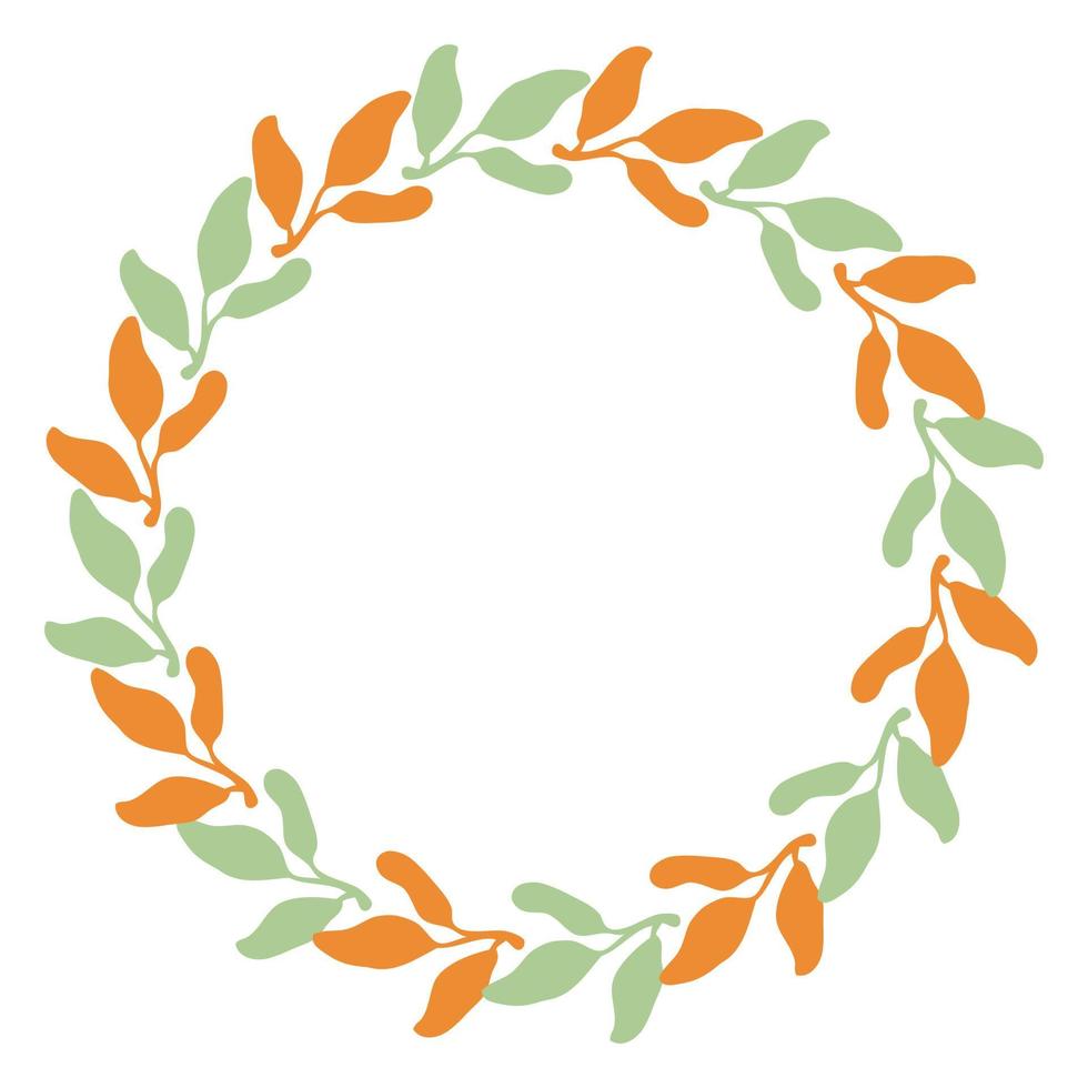 Simple leaves wreath isolated on white background. vector
