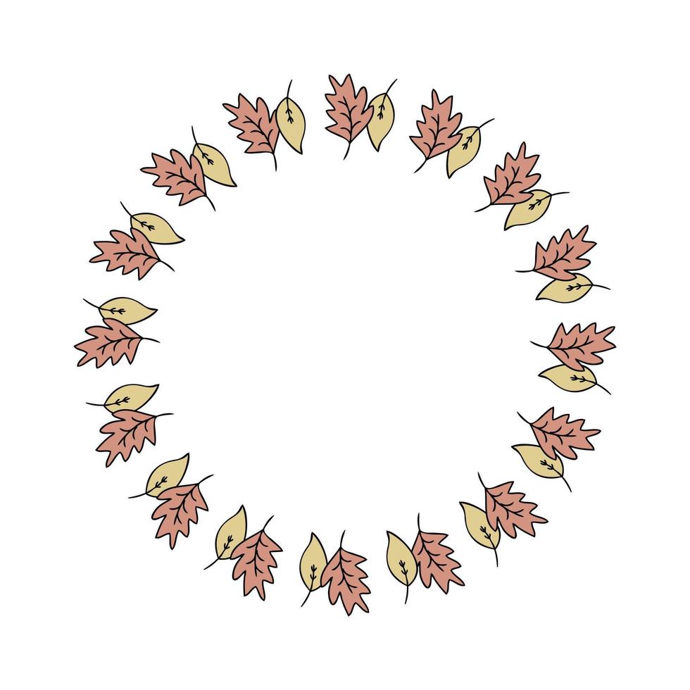 Rustic leaves frame isolated on white background.  Perfect for invitations, cards and print. Floral vector illustration for decor and design.