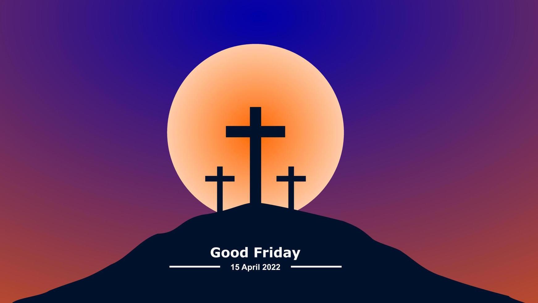 buen viernes. crucifixión de la ilustración de jesucristo. cruzar al atardecer. Puede usar este activo para el fondo de su contenido, como adoración, tarjeta, pancarta, transmisión en vivo, presentación, seminario web. vector