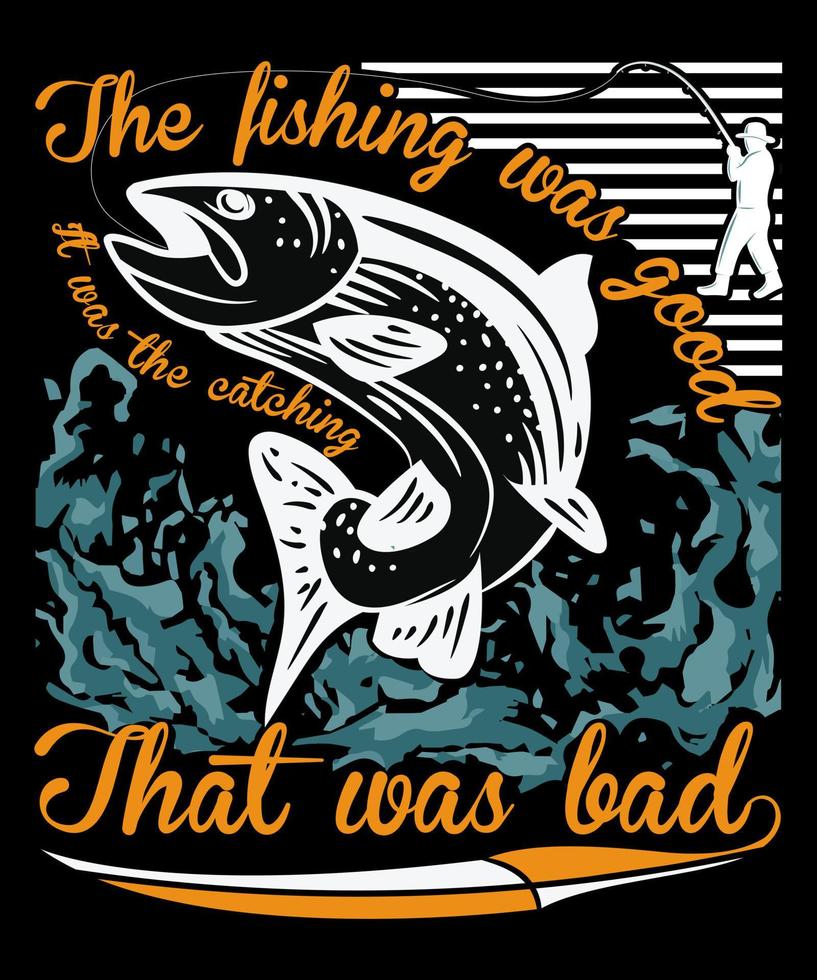 diseño de camiseta de pesca vector