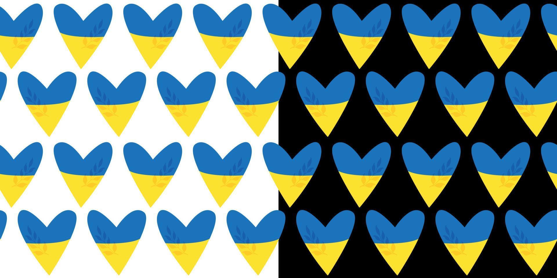 Seamless pattern hearts of Ukraine. Yellow-blue flag of Ukraine. Simple repeat pattern. Vector illustration.
