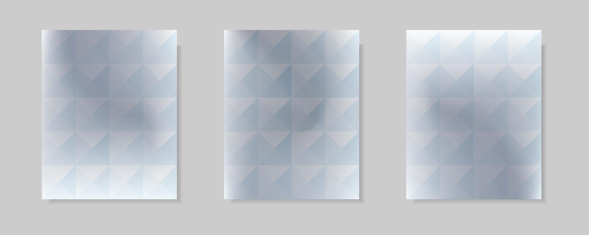 conjunto de fondos abstractos de portada de vector degradado gris y blanco. diseño de patrón triangular con estilo de forma de cristal para fondo de folleto comercial, tarjeta, papel tapiz, afiche y diseño gráfico.