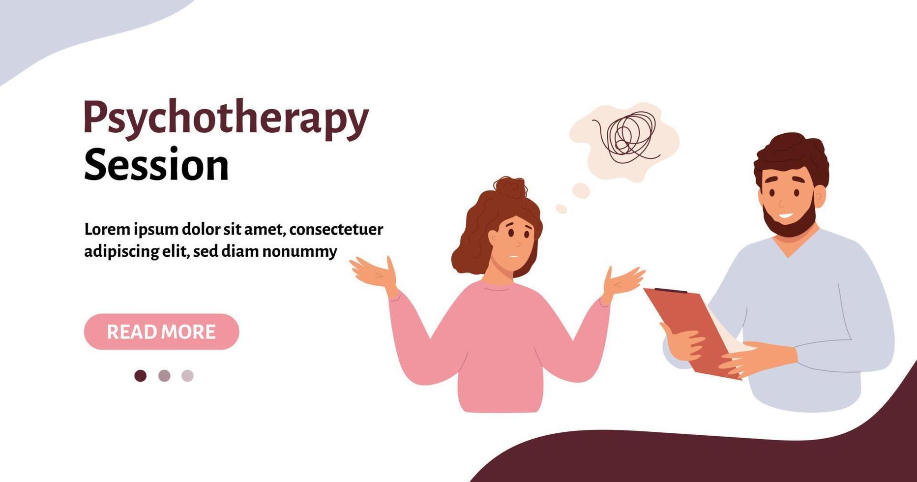 Vector banner. Psychotherapy session concept