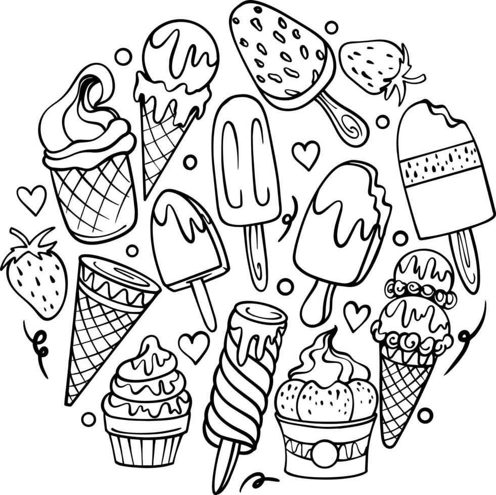 Ice Cream Line Art Doodle 6792896 Vector Art at Vecteezy