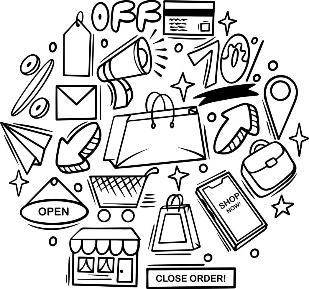 Shopping Line Art Doodle vector