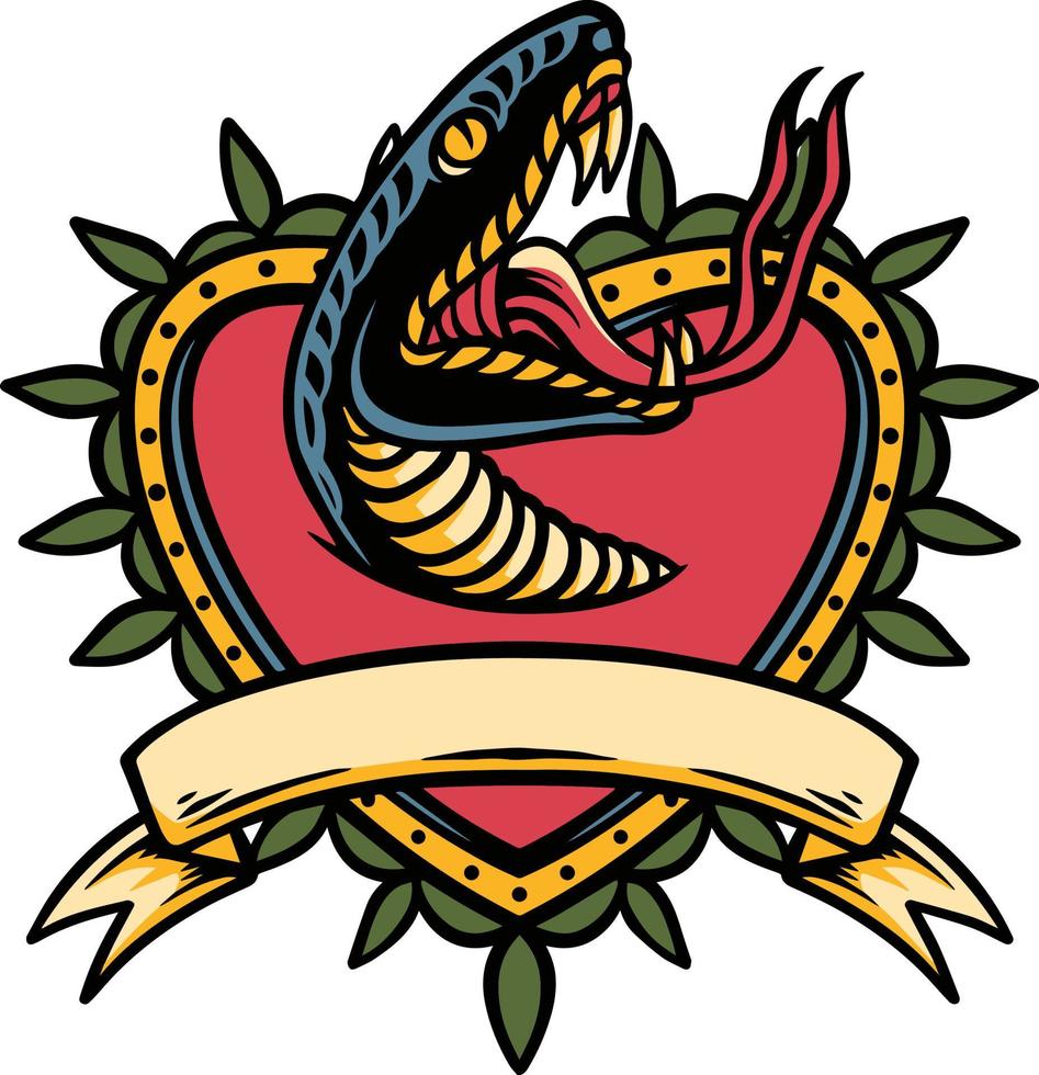 Snake Love Retro Style vector