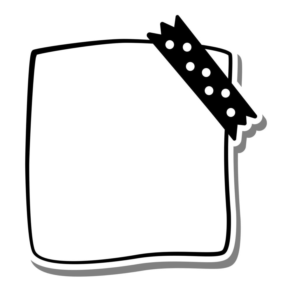 marco de papel de carta monocromo con cinta washi de lunares en silueta blanca y sombra gris. ilustración vectorial para decorar logotipo, texto, tarjetas de felicitación y cualquier diseño. vector