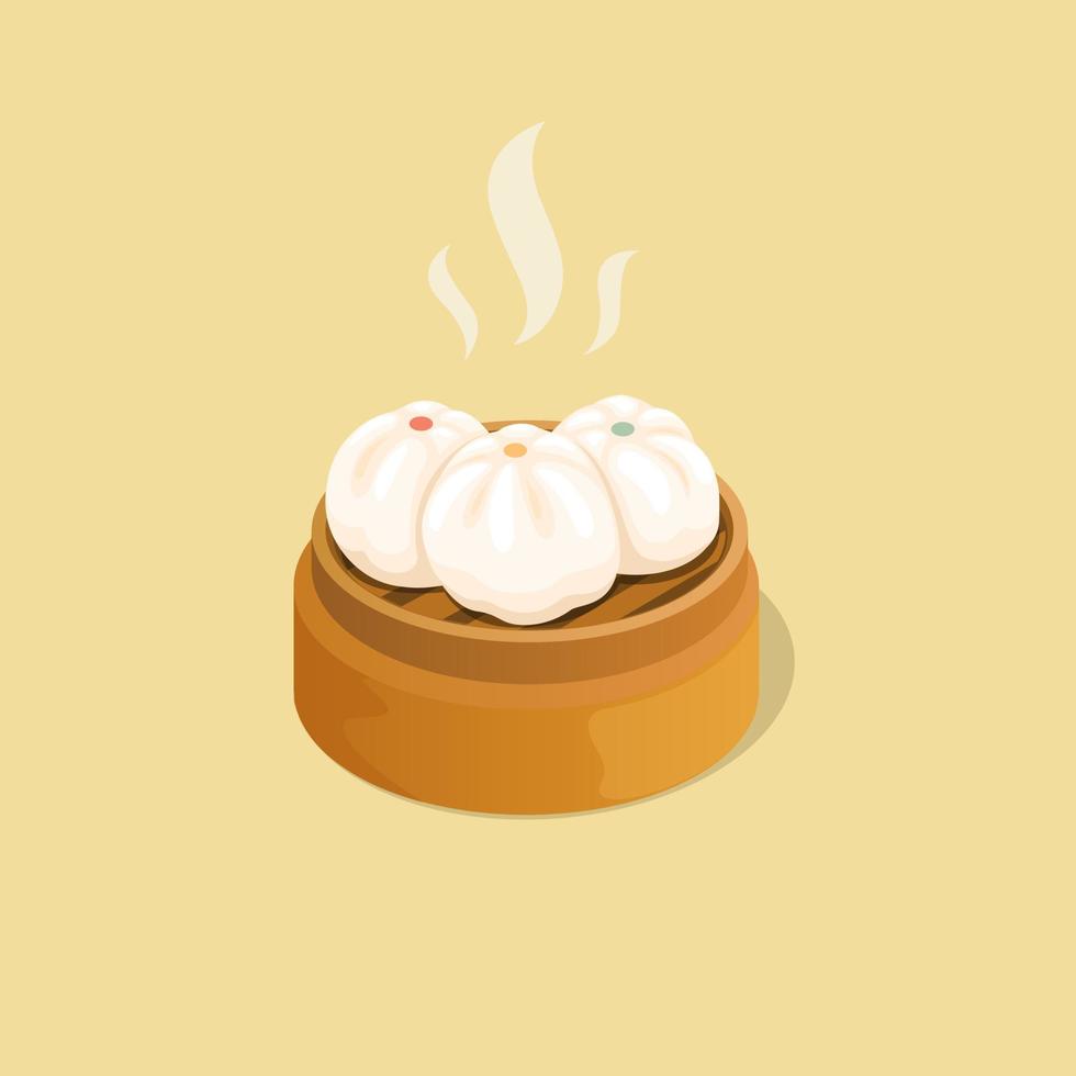 Bapao chinese food snack symbol cartoon illustration vector
