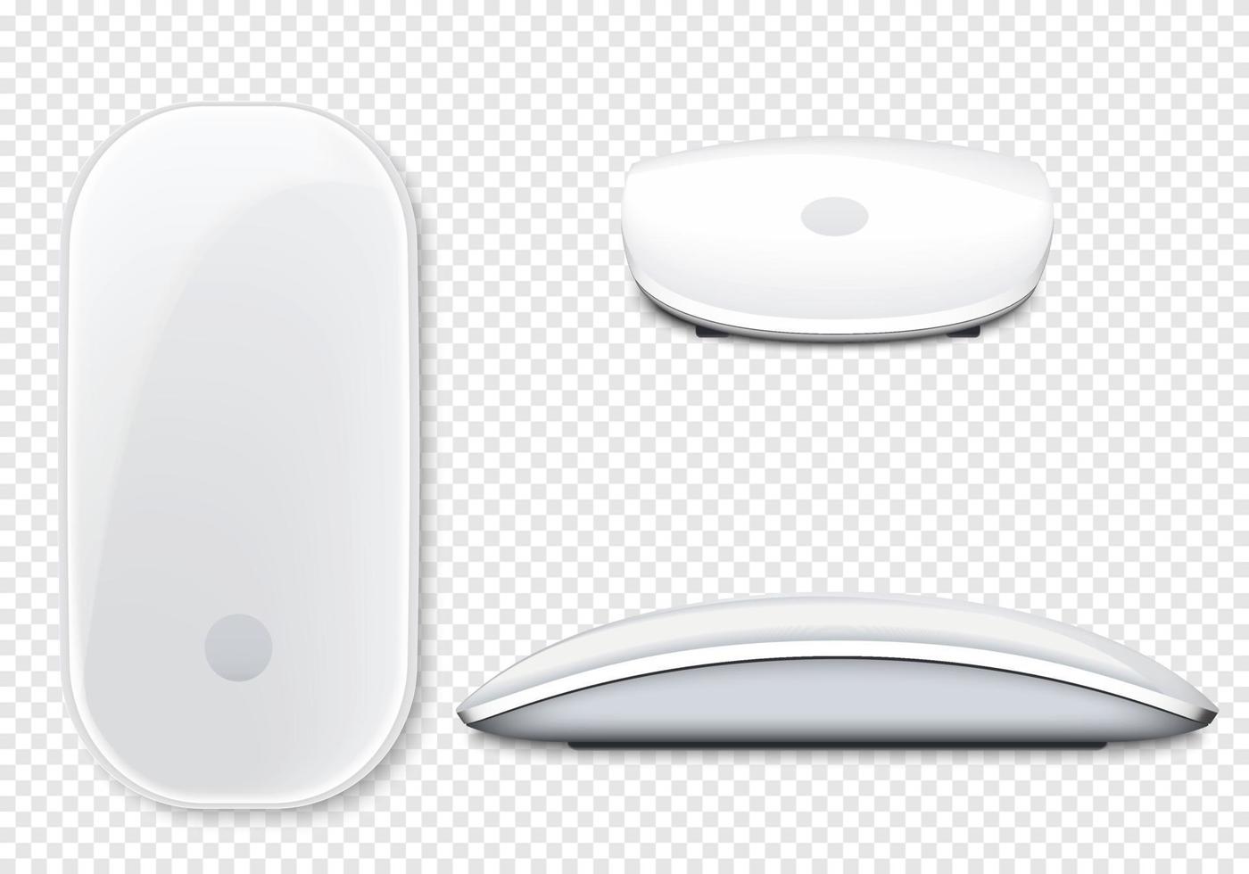 Realistic white wireless mouse isolated. Device for control laptop. Object for use computer desktop or notebook. Mobile device technology. Digital gadget for office working, education, learning. vector