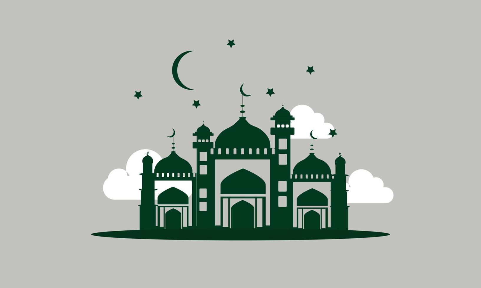 flat design ramadan background with star and cloud elements vector