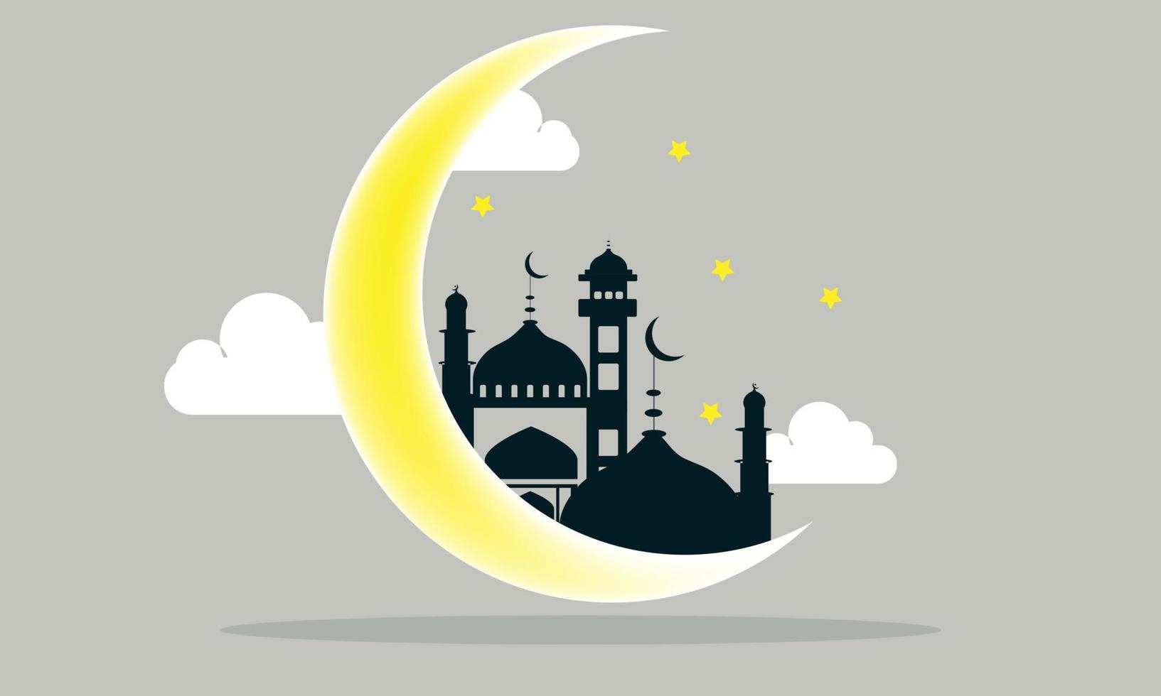 flat design ramadan background with star and cloud elements vector