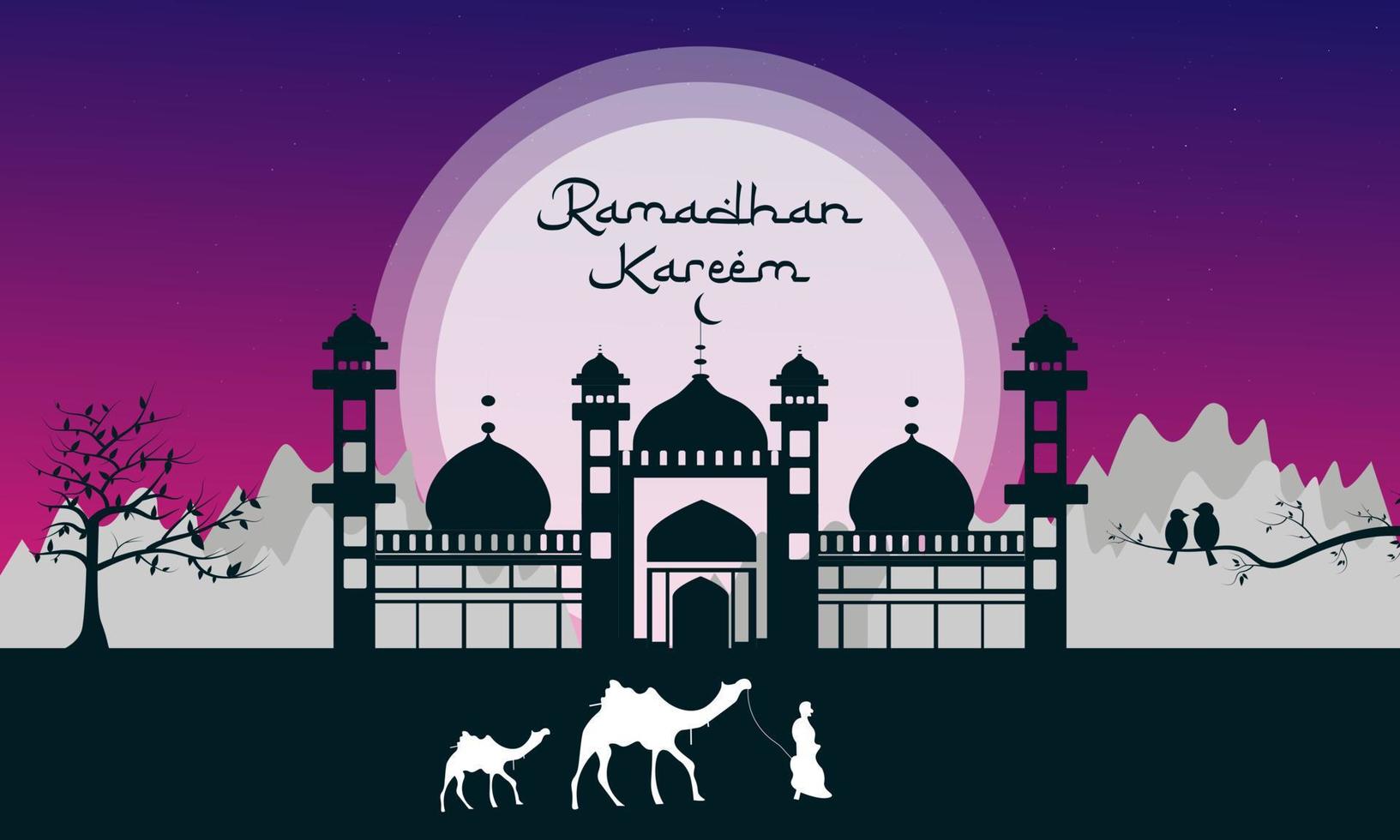 ilustración de diseño de fondo de mezquita ramadan kareem vector
