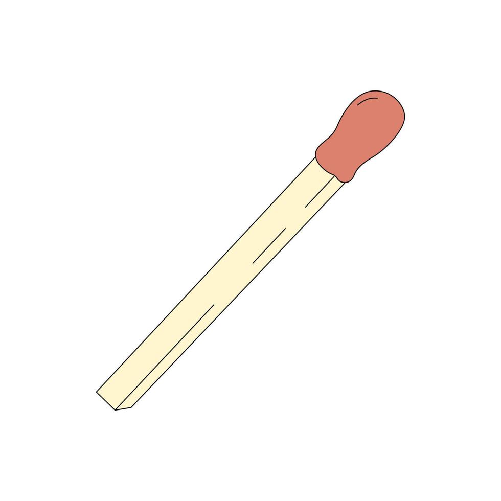 Vector illustration of a matchstick isolated on white background. Fire source for grill, barbecue, or bonfire