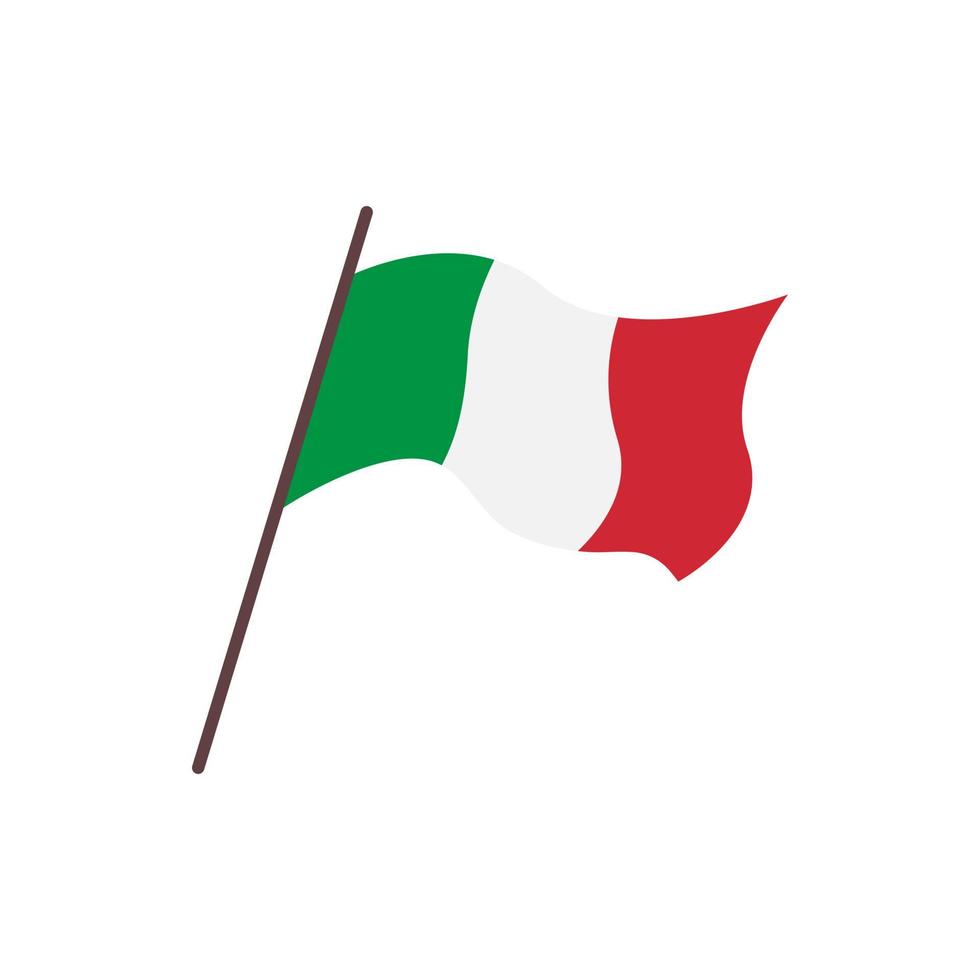 ondeando la bandera del país de Italia. bandera tricolor italiana aislada sobre fondo blanco. ilustración plana vectorial vector