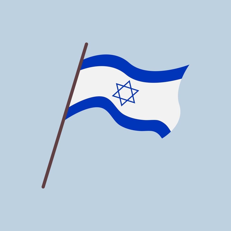 ondeando la bandera del país de Israel. bandera israelí aislada con hexagrama azul, estrella de david. ilustración plana vectorial vector