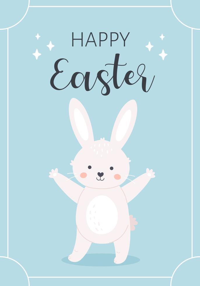 Happy Easter greeting card with Easter bunny. vector