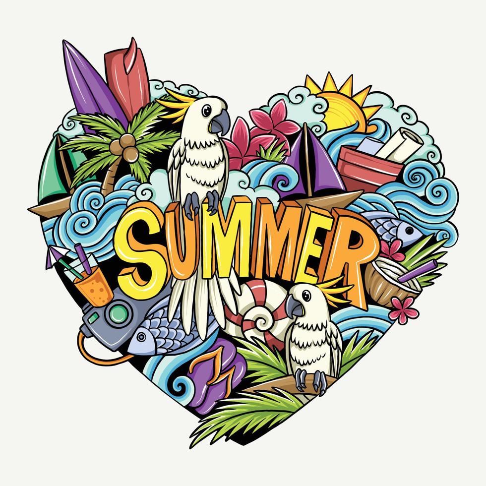 Summer parrot with colorful elements vector