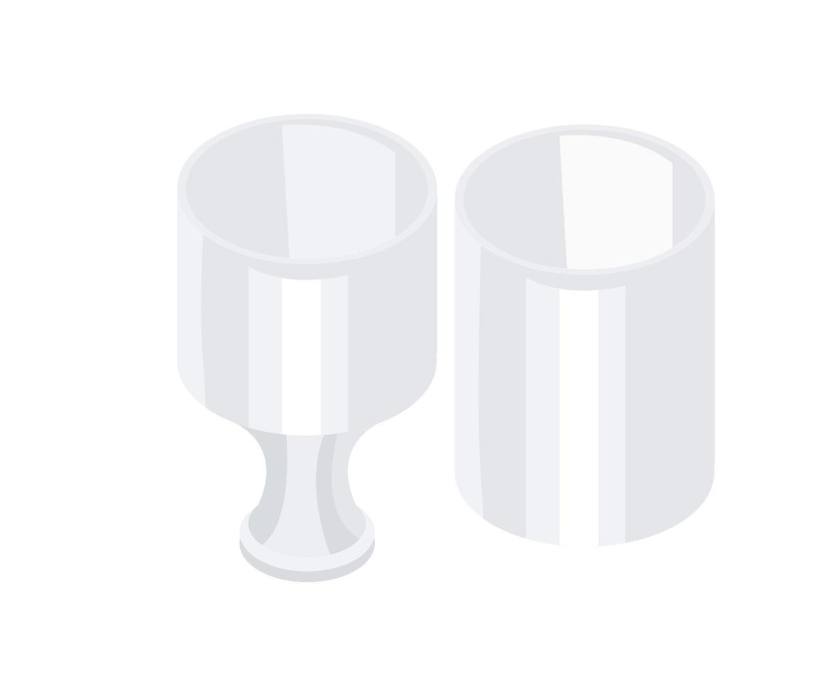 Isometric style illustration of a glasses and cups vector