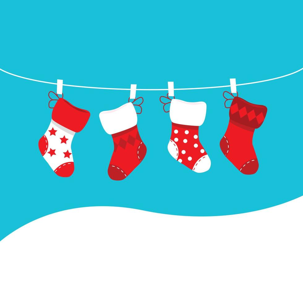 fondo de nieve y calcetines para la celebración de navidad y año