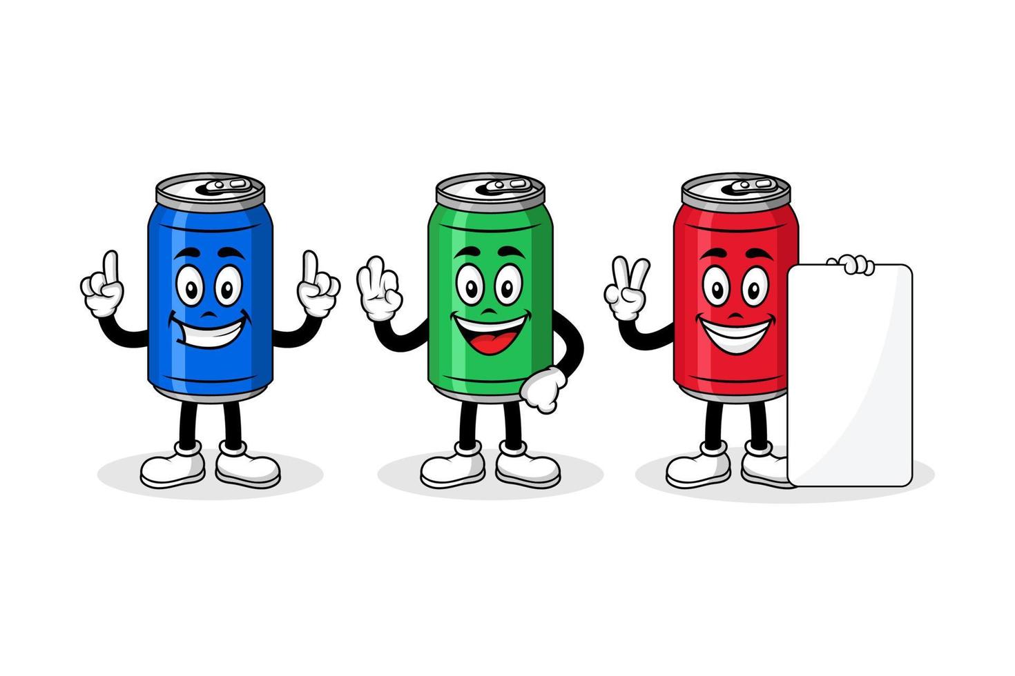 Soda can cartoon mascot character design collection vector