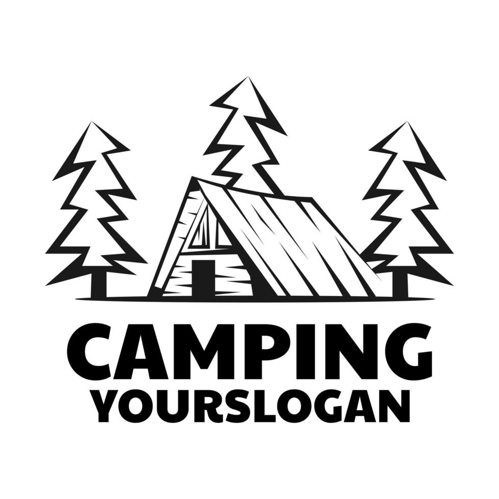 diseño de logotipo de silueta de camping vector