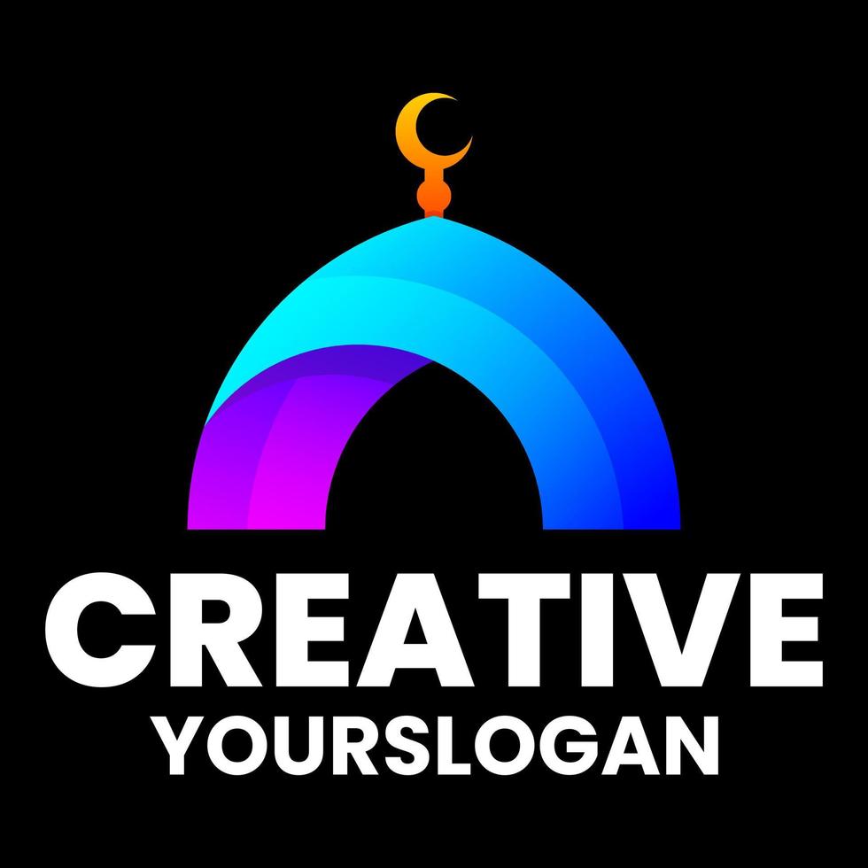 modern mosque icon  colorful logo design vector