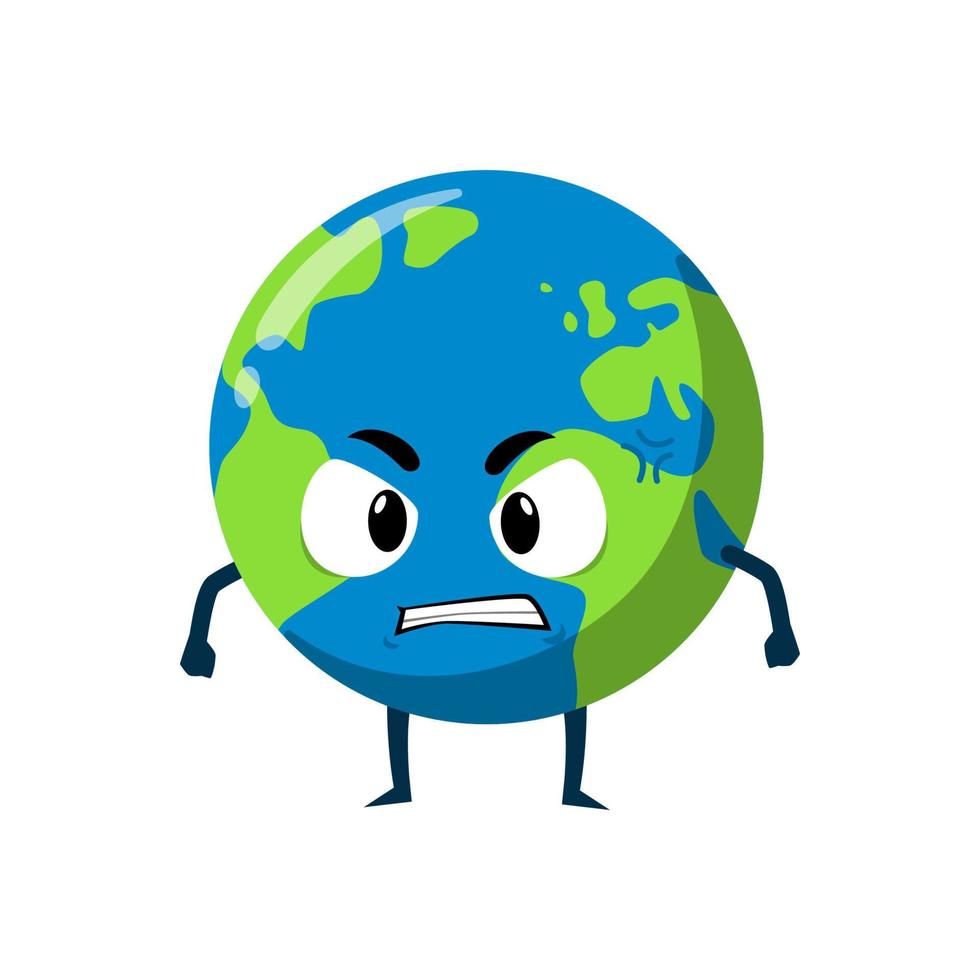 Earth angry mascot character illustration vector
