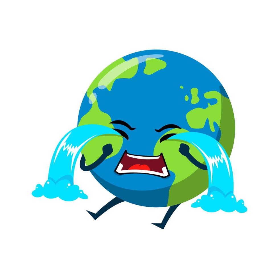 Earth crying mascot character illustration vector