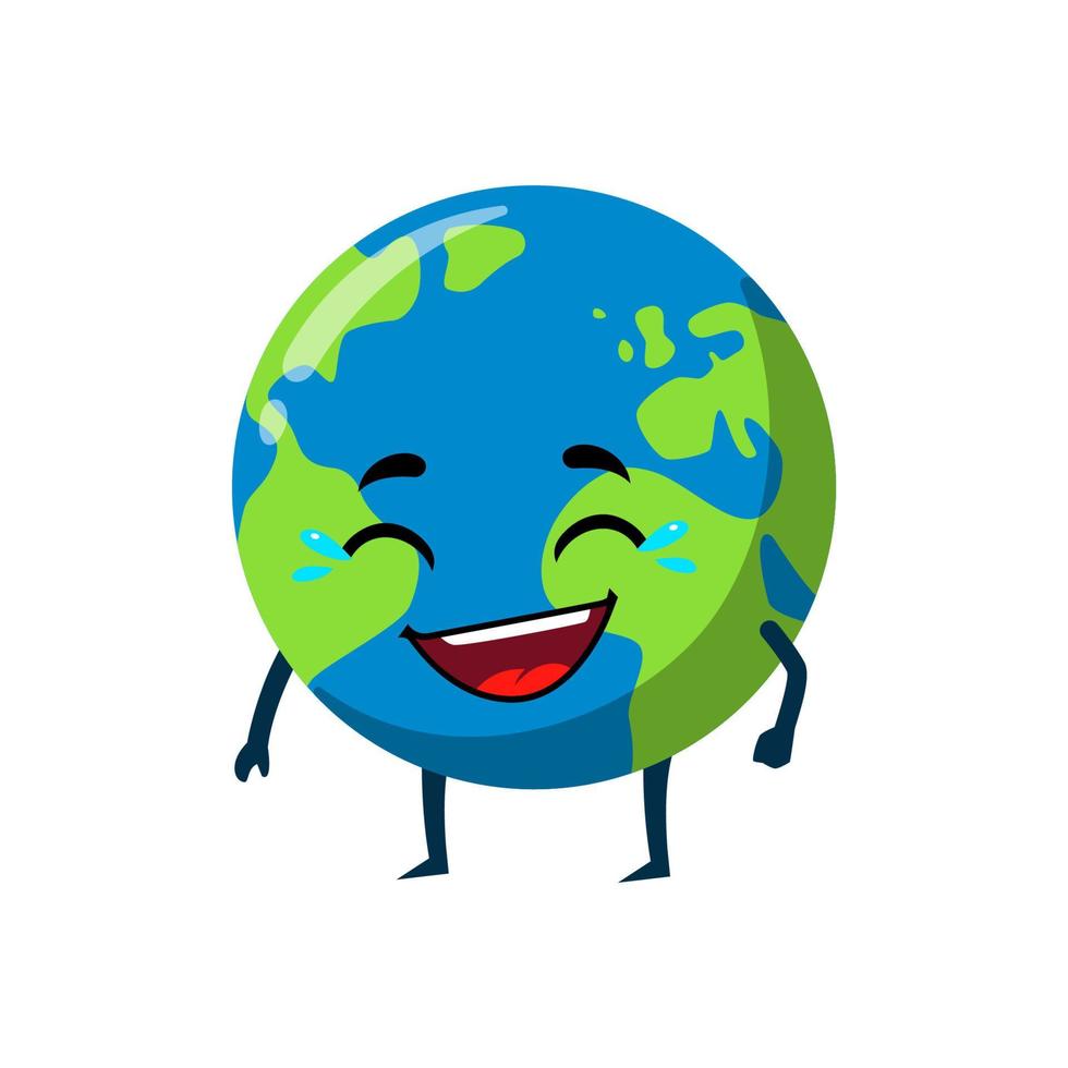 Earth laughing mascot character illustration vector