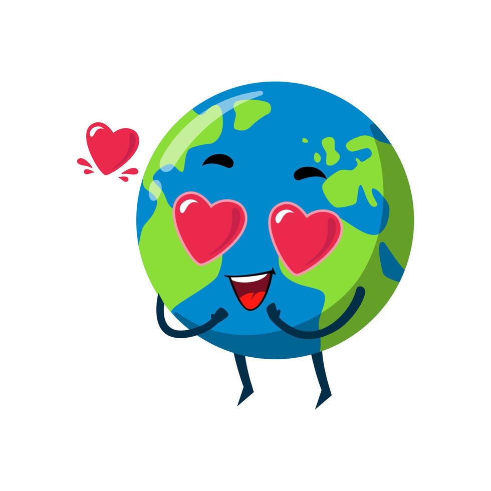 Fall in love earth mascot character illustration vector