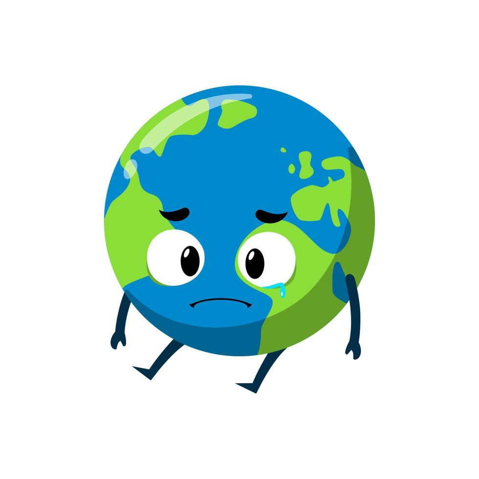 Earth sad unhappy mascot character illustration vector