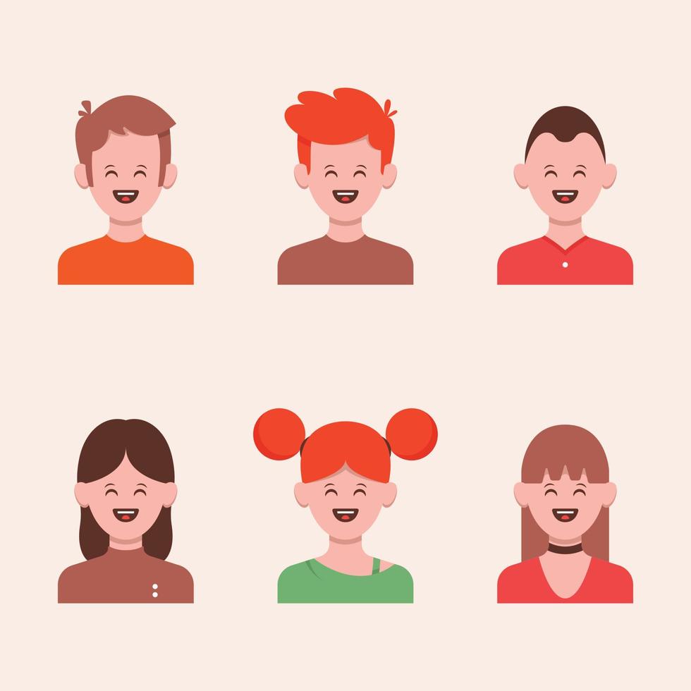 set of flat people avatar vector