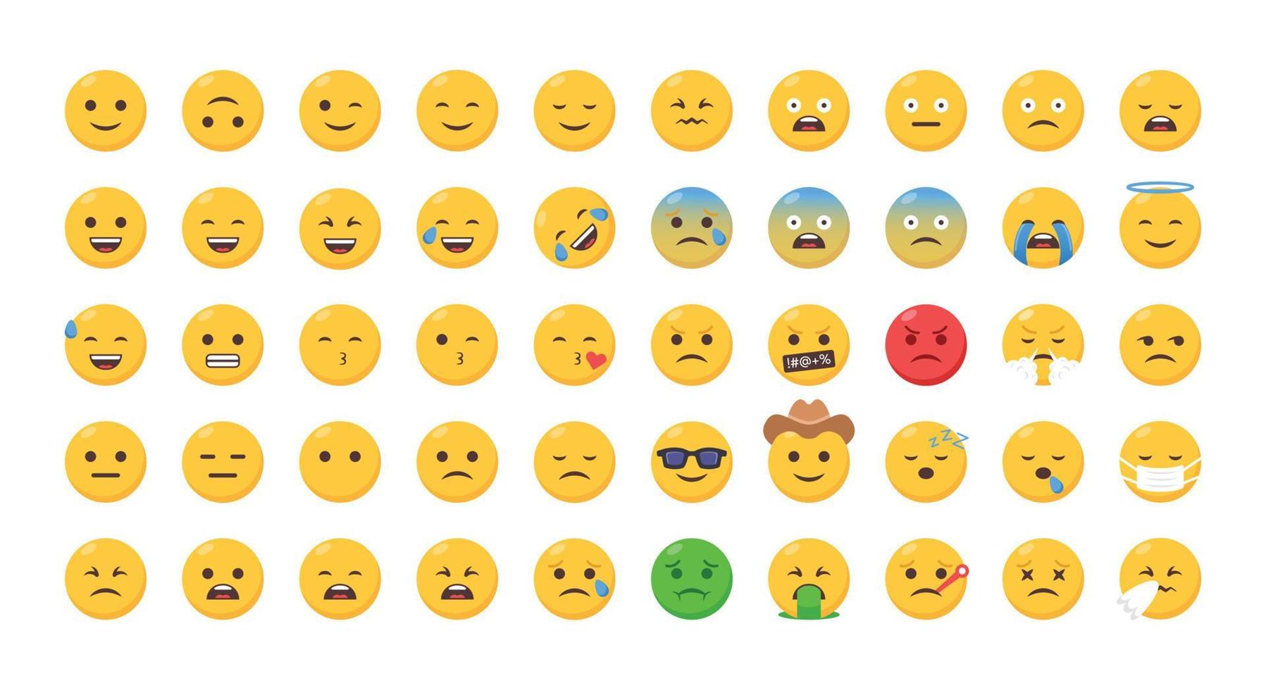 conjunto de lindo emoticono emoji vector